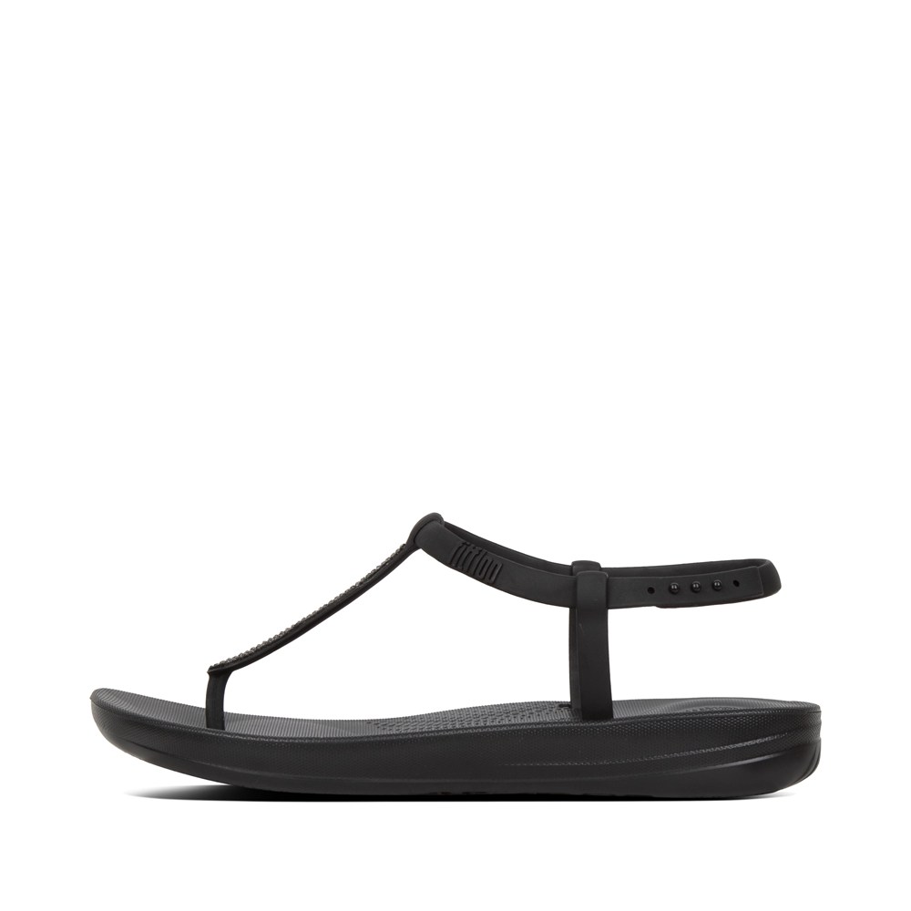 Fitflop Womens Sandals - Iqushion Splash Sparkle Back-strap - Black - 467-DYZRGB